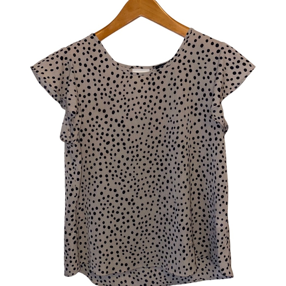 PaperMoon Blouse L Tan Black dot